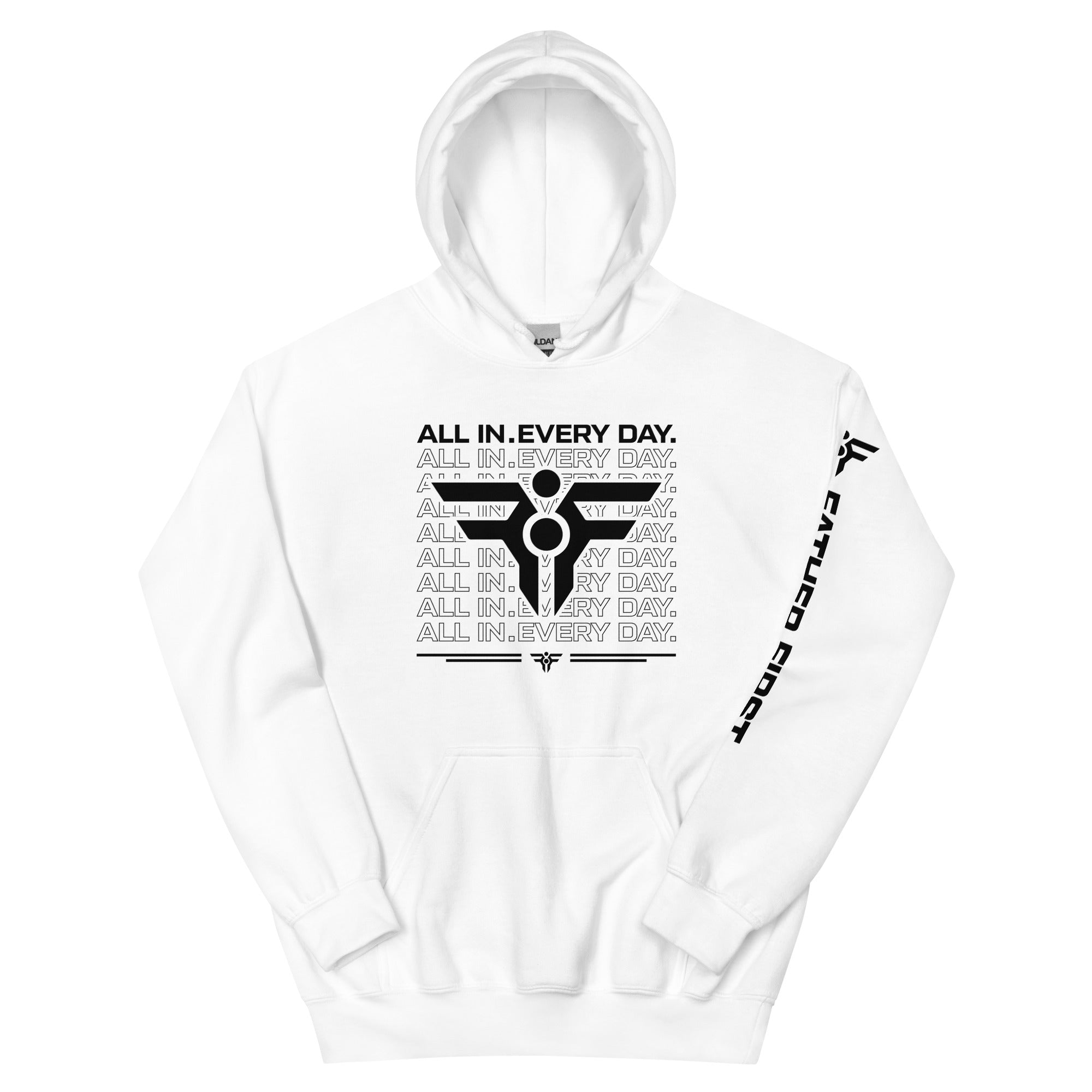 ALL IN. EVERY DAY. Hoodie in White. FatherFirst Drop 1.