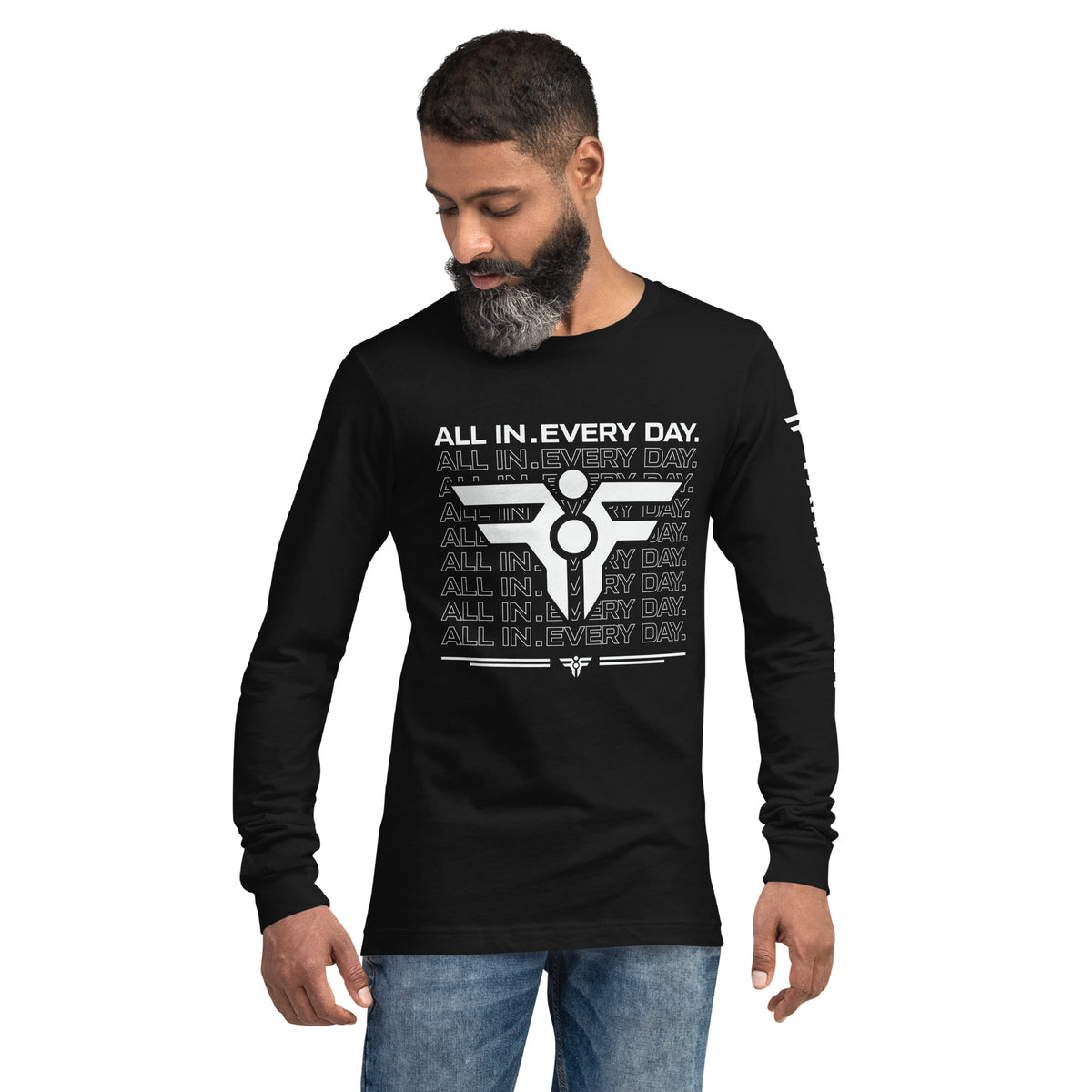 ALL IN. EVERY DAY. Long-Sleeve Tee: FatherFirst (Black)